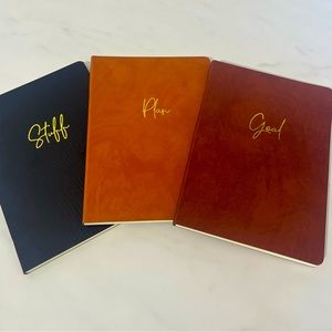 3x faux Leather 64 pg. notebooks brand new